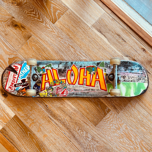 Original FULL Leather Skateboard Deck Art - ALOHA