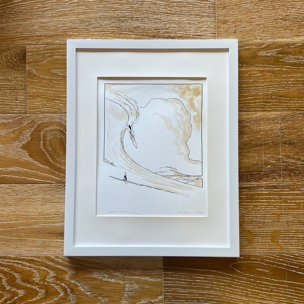 Framed Original Coffee Ink Art #08041028